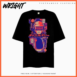 Áo phông tay lỡ nhóm nhạc daft punk phong cách nhật bản form rộng unisex 100% cotton