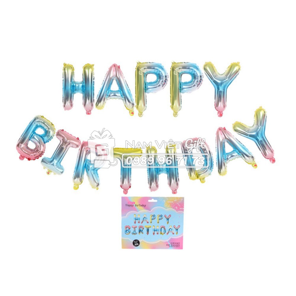 Bong Bóng Trang Trí Sinh Nhật Happy Birthday Nhiều Màu Sắc Cao 40cm