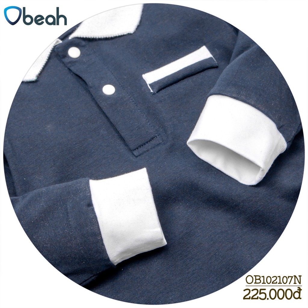 Bộ body polo Obeah màu xanh navy cotton organic Fullsize 59 đến 90 cho bé yêu từ 0 đến 24 tháng