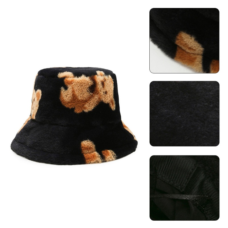 Mũ Tai Bèo Phủ Lông Họa Tiết Chú Gấu Dễ Thương Thời Trang Thu Đông