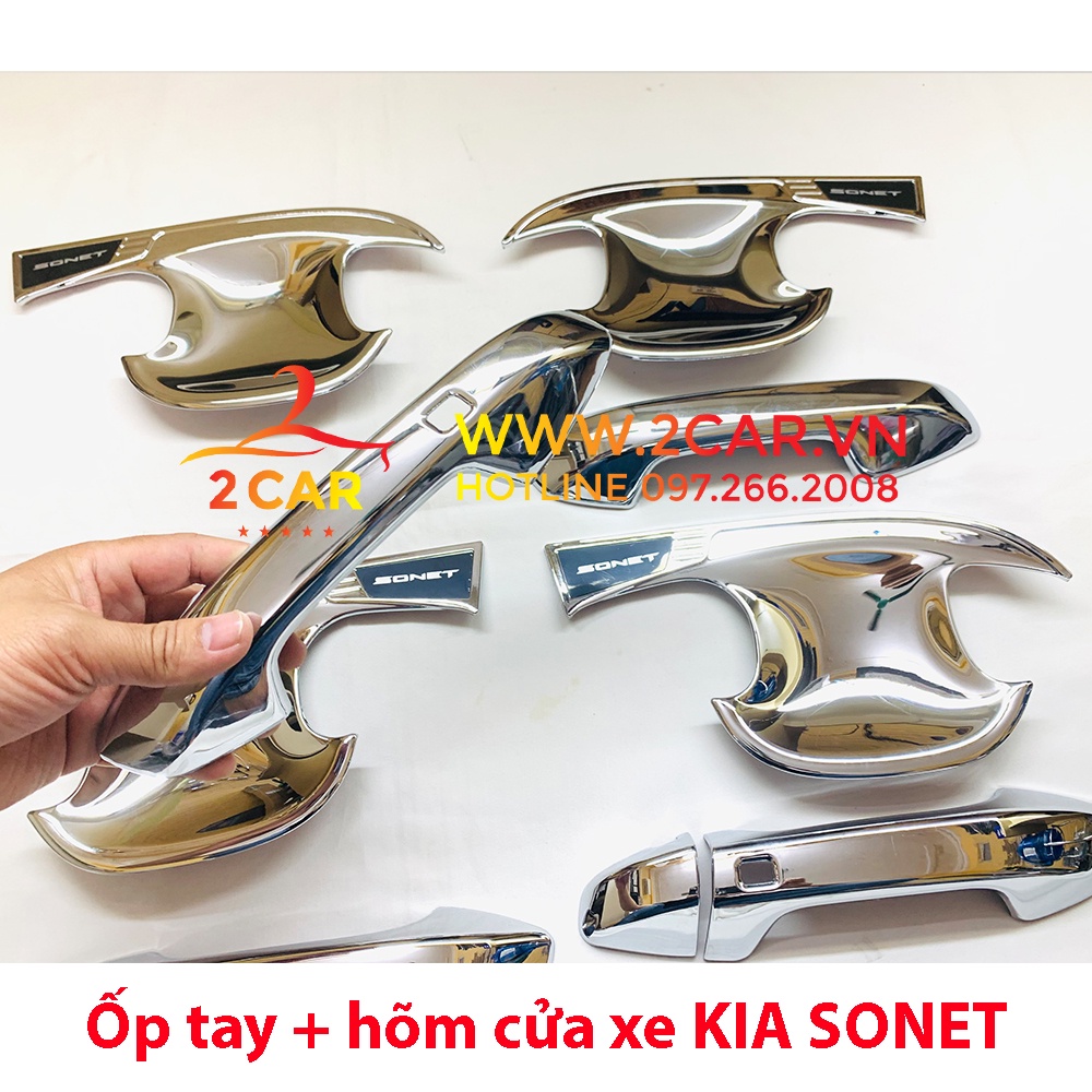 Ốp tay nắm, hõm cửa xe KIA SONET 2022 + chất liệu crom cao cấp