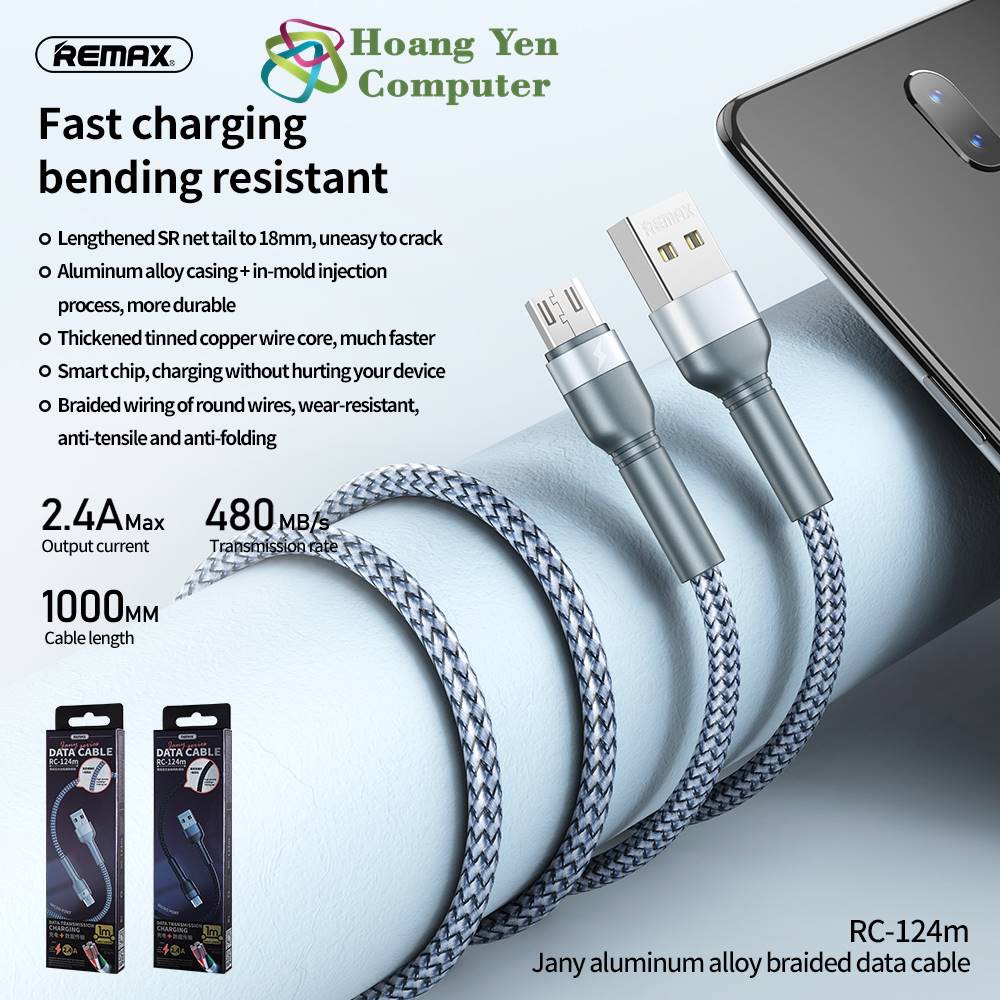 Cáp Sạc Nhanh MICRO USB Remax RC-124M  - BH 3 tháng 1 đổi 1