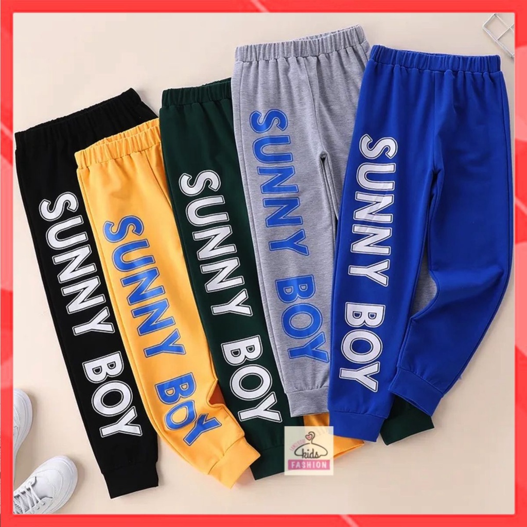 Quần Jogger Nỉ Da Cá Cao Cấp Dáng Thể Thao Năng Động Cho Bé Trai chữ Sunny Boy Familylove Kids Size Đại đến 55kg