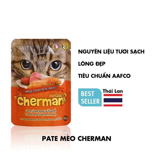 Pate dinh dưỡng cao cấp cho Mèo Cherman 85gram 5 vị