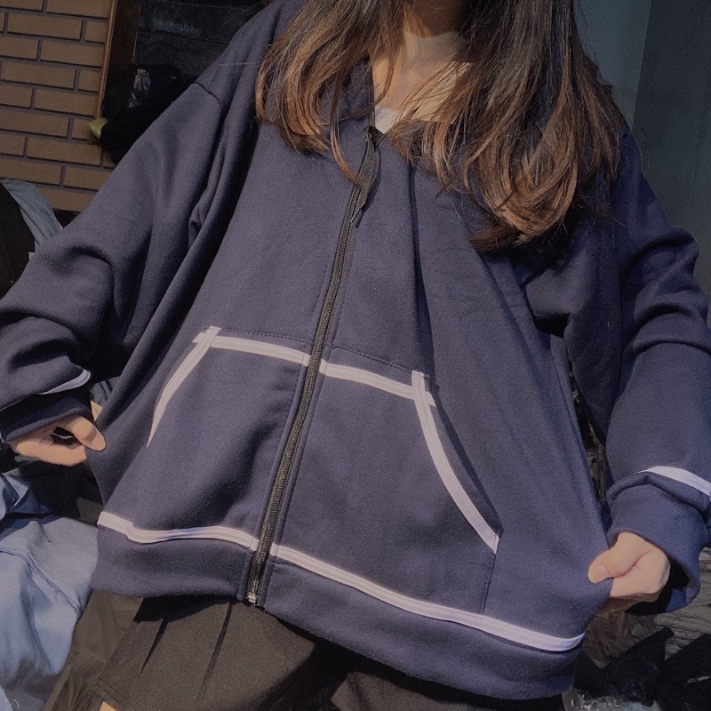 Áo Khoác nỉ viền Basic Hoodie, phong cách Ulzang Hàn Quốc Unisex