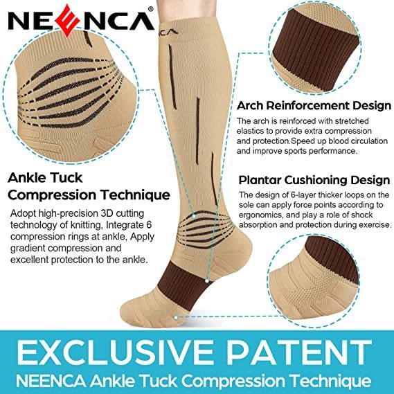 Đôi tất nén NEENCA 20-30 Mmhg bảo vệ chấn thương và giảm đau hiệu quả khi chơi thể thao