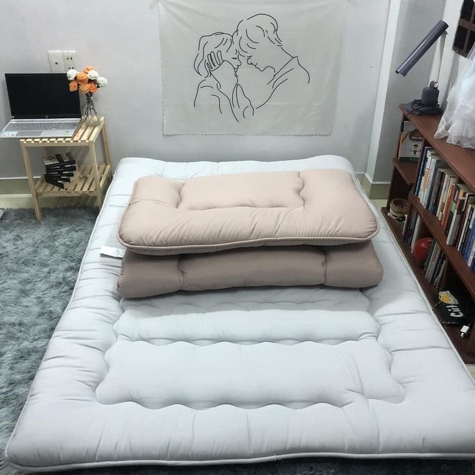 Đệm Topper ⚡FREE SHIP⚡ Topper Nệm Đa Năng Trải Giường, Trải Sàn Tấm Làm Mềm Êm Ái Nệm Cotton Hàn Quốc ( Mầu Trắng)