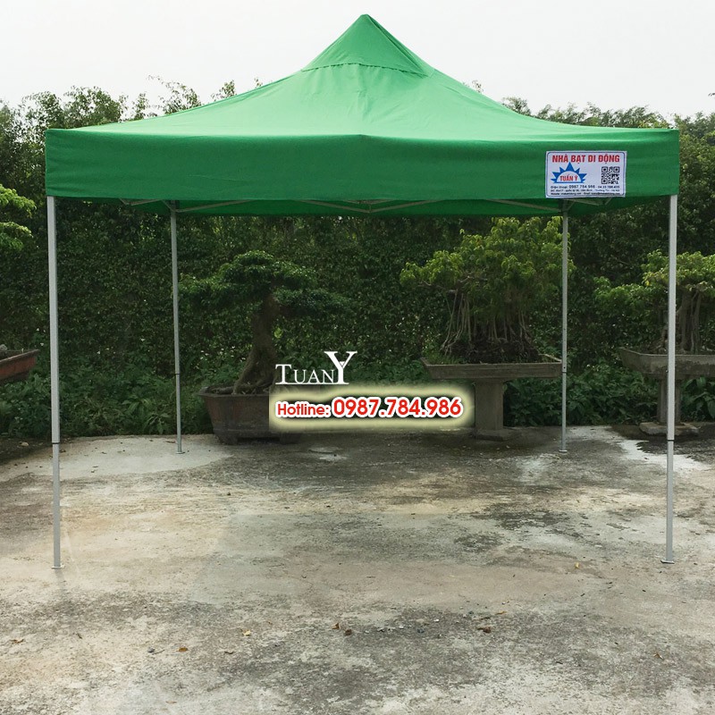 Nhà bạt di động 3mx3m, lều bạt bán hàng ngoài trời đa năng (Xanh lá) hàng Việt Nam chất lượng cao