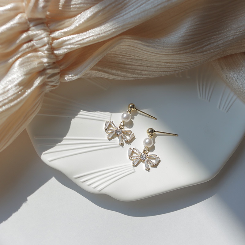 [Augustcloth | AugustJewelry] Bông tai/ Hoa tai hạt ở giữa và có nơ