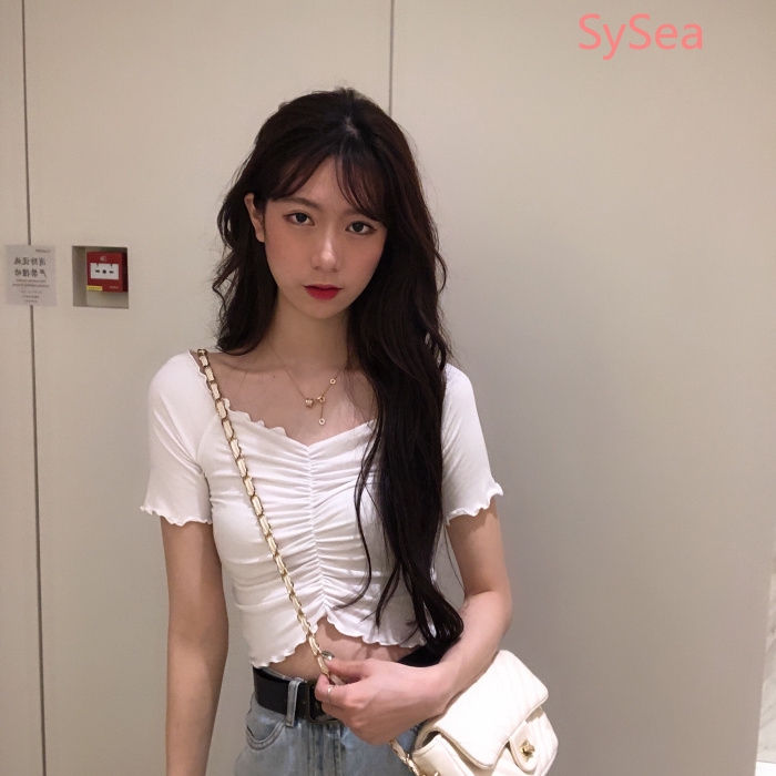 Women Short Sleeve T-shirt Summer Slim Knit Top