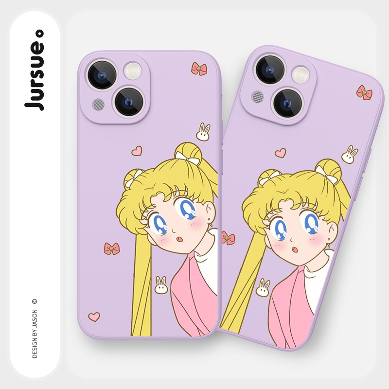 Ốp lưng JURSUE mềm viền vuông hoạt hình dễ thương đẹp Cho iPhone 14 13 12 11 Pro Max SE 2020 X XR XS 8 7 ip 6S 6 Plus Y2345