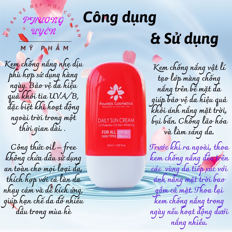 Kem Chống Nắng 50ml 💯CHÍNH HÃNG💯 Kem Chống Nắng DAILY SUN CREAM Chống Lão Hóa Và Làm Sáng Da