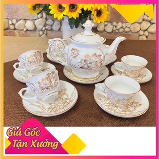 [CHÍNH HÃNG]  Ấm Chén Bát Tràng/  Ấm Trà Bát Tràng Cao Cấp Thiết Kế Sang Trọng, Lịch Sự, Trang Nhã