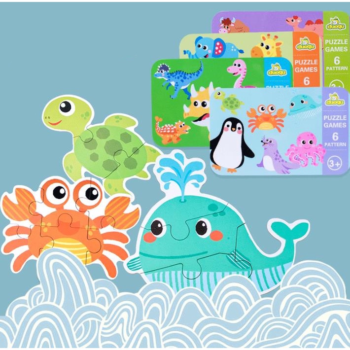 Đồ Chơi Xếp Hình Động Vật Hoạt Hình Dễ Thương Bằng Gỗ Cho Trẻ Em