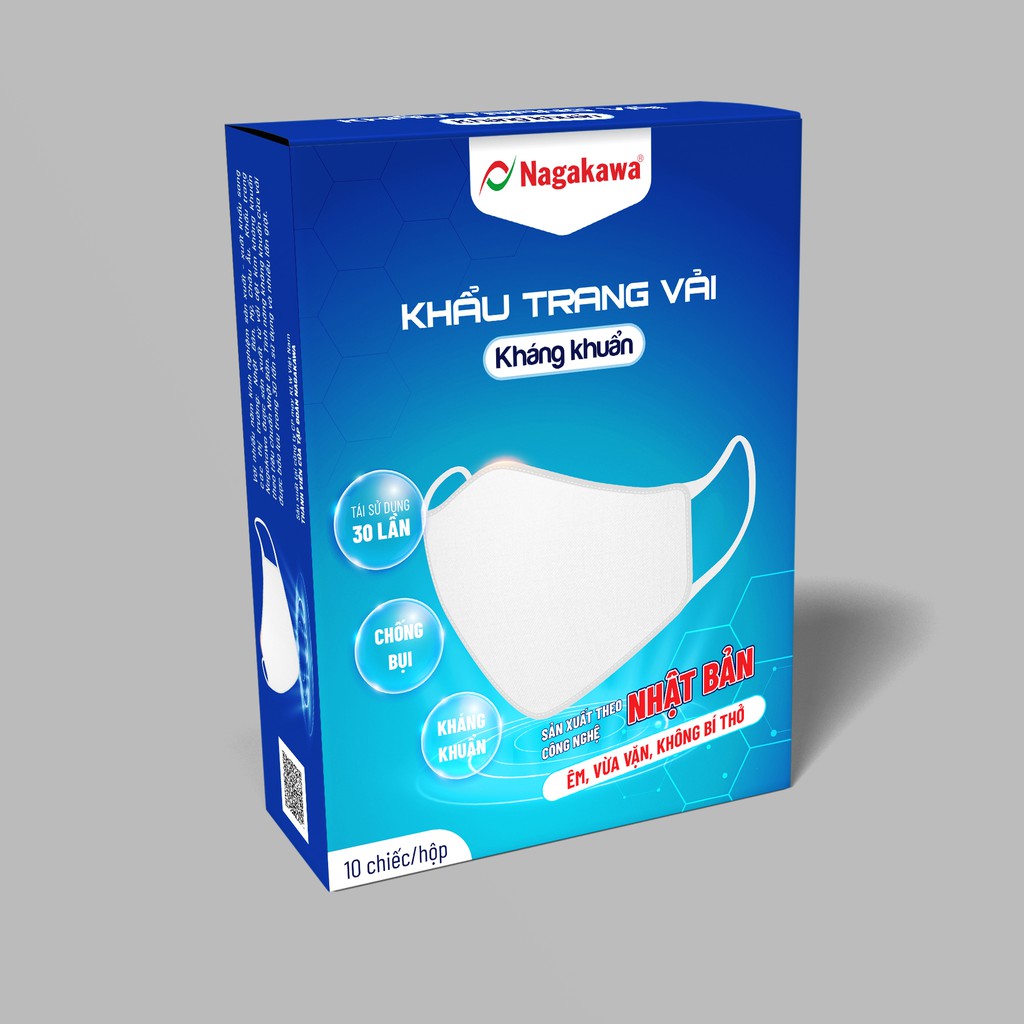 Khẩu trang vải 2 lớp kháng khuẩn Nagakawa - Công nghệ Nhật Bản Hộp 10 chiếc | BigBuy360 - bigbuy360.vn