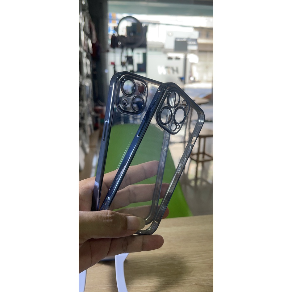 Ốp lưng trong kính X&amp;M viền màu cho iPhone 13, 13 Pro, 13 Pro Max bảo vệ camera siêu đẹp