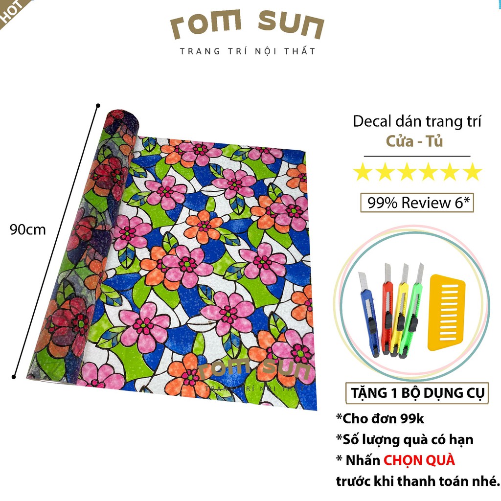 Khổ 90cm | Giấy dán kính mờ 3D chống nắng- Decal dán kính cửa sổ phòng ngủ, Đề can mờ phù hợp văn phòng hoa hồng