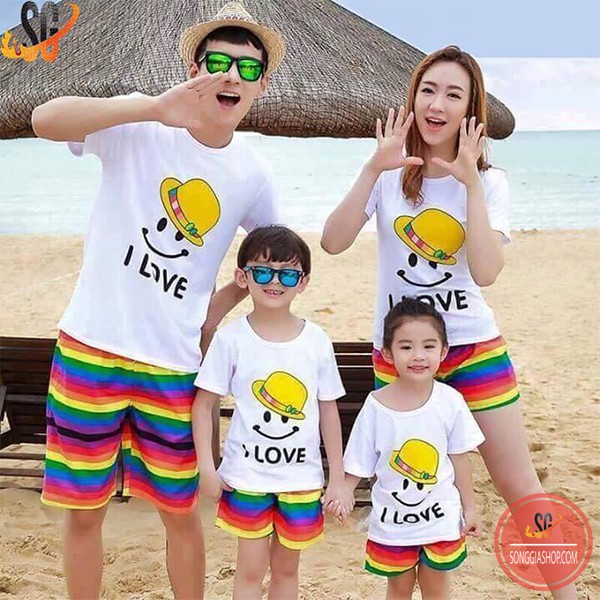 Đồ gia đình đi biển nguyên set áo và quần nổi bật cho nam nữ trẻ em hội nhóm DDB11T DONGPHUCSG