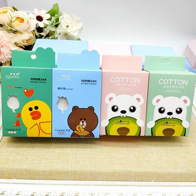 Bông tẩy trang đắp toner cute hộp 50 miếng