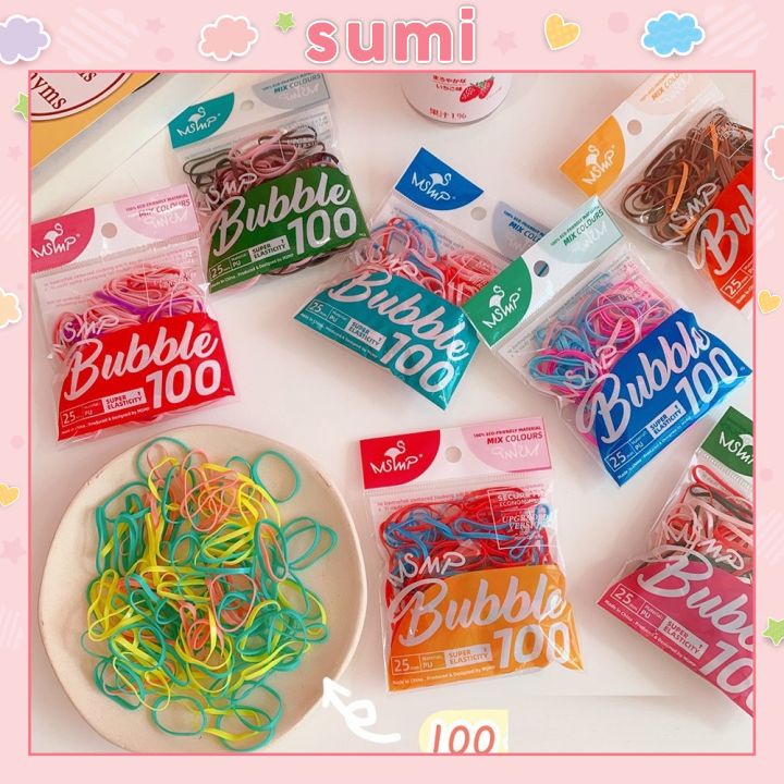Set 100 dây chun buộc tóc trộn màu cho bạn nữ Sumi