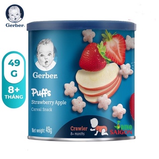 Bánh Ăn Dặm Gerber Puffs Hộp 49g vị dâu táo