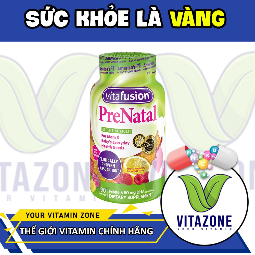 Kẹo dẻo gummie Vitafusion Prenatal bổ sung vitamin và khoáng chất cho bà bầu - 90 viên | Thế Giới Skin Care