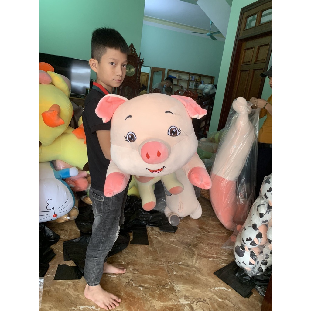 Gấu bông heo áo hồng cute gối ôm lợn đáng yêu mềm mịn, thú nhồi bông cho bé TK23