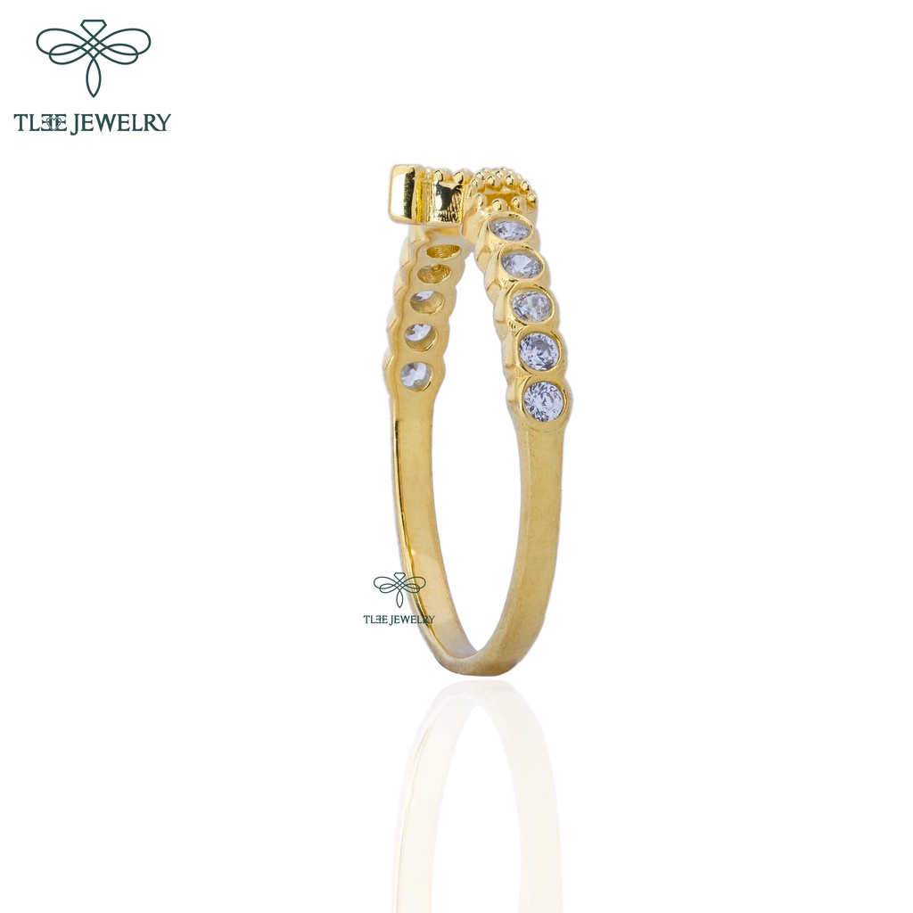Nhẫn bạc nữ TLEE vương miện ba chóp mạ vàng 14k cao cấp TleeJewelry A0112
