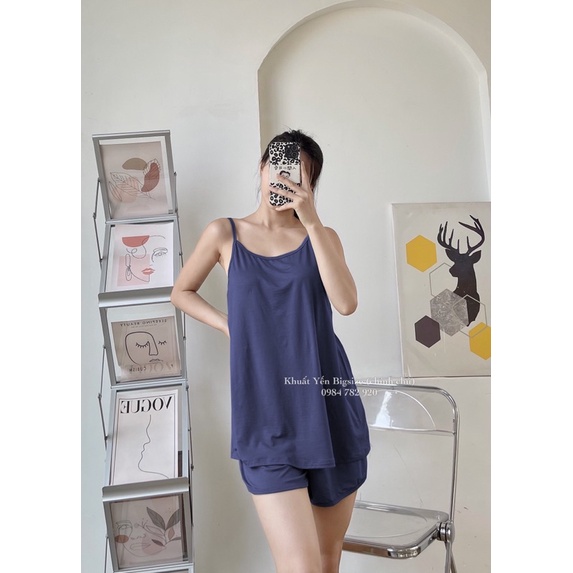 Set bộ 2 dây nữ mặc nhà đi ngủ siêu mát có BIGSIZE❤Khuất Yến❤ chất cotton lạnh mềm mịn form rộng bầu bí thoải mái