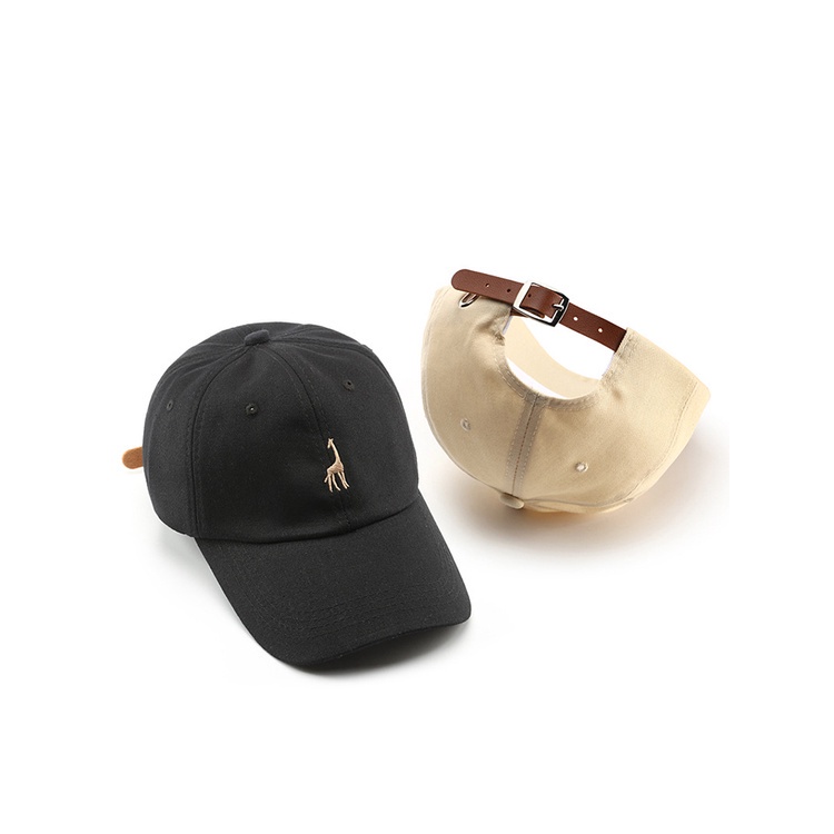 Mũ Lưỡi Trai Cotton Thêu Hình Hươu Cao Cổ Dễ Thương