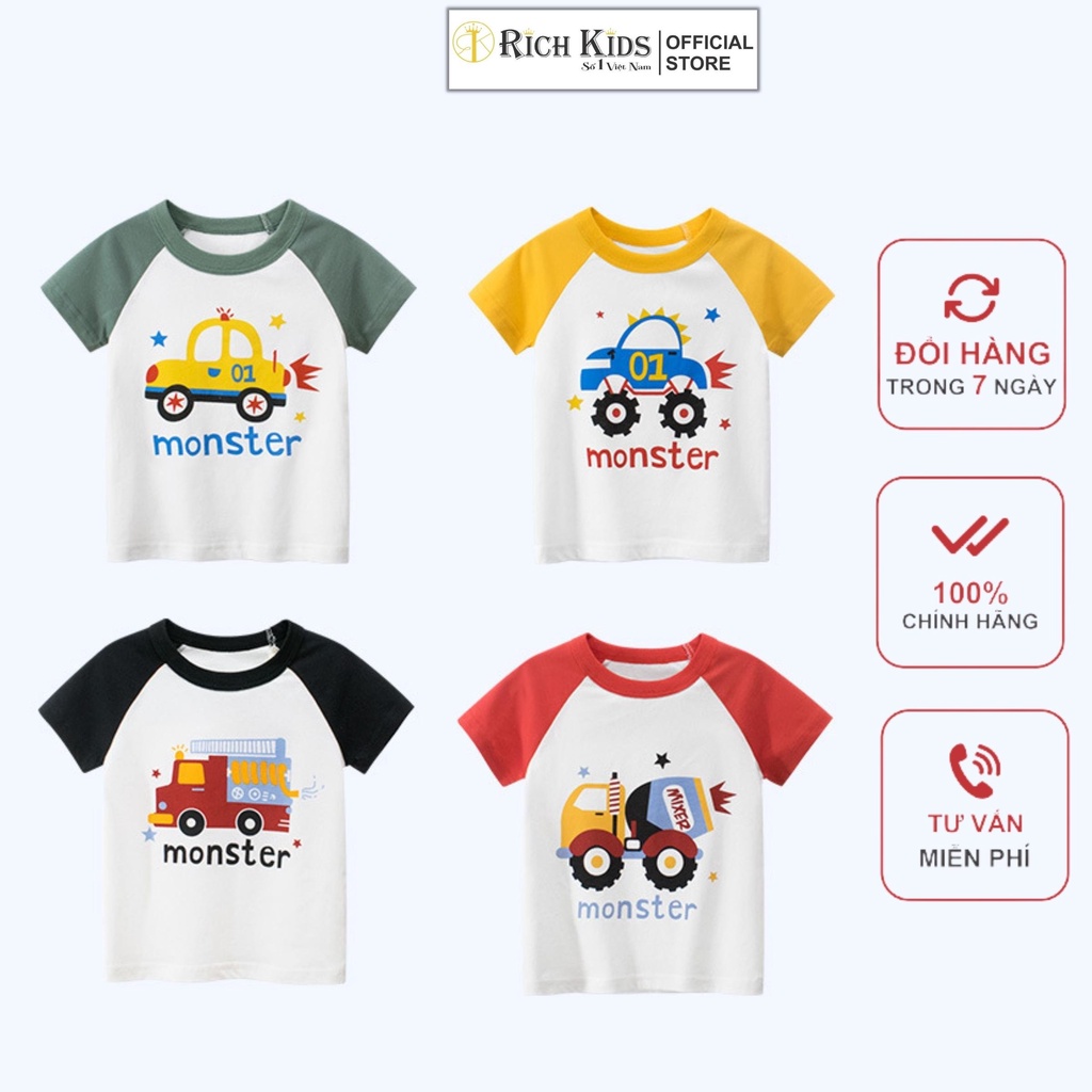 Áo Thun Dài Tay Richkids Dành Cho Trẻ Từ 10 Kg Đến Size Đại Vải 100% Cotton Co Giãn Thoáng Mát