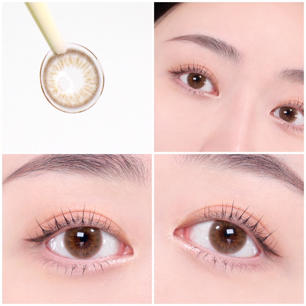 Lens 1 ngày Olens French Gold 3con Gray/Hazel áp tròng 14,2mm, nâu tây long lanh Hàn Quốc, siêu êm đeo 24h