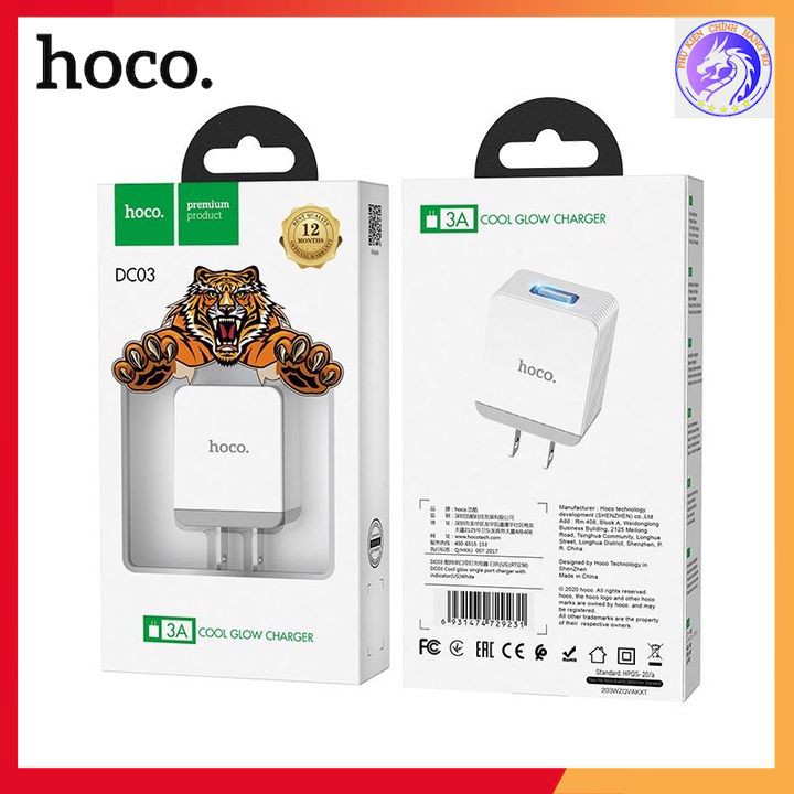 Cóc Sạc Nhanh 1 Cổng USB 3.0A - Hoco DC03 - Chính Hãng