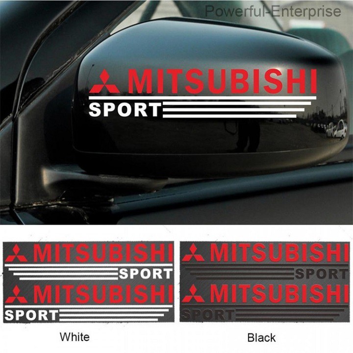 Bộ tem dán gương chiếu hậu Logo Mitsubishi trang trí Ô tô( hàng cao cấp)