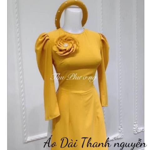 Áo dài lụa ngoc Trai  tay bồng 2 tà  cao cấp