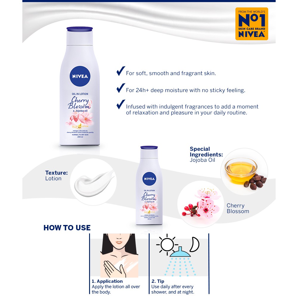 SỮA DƯỠNG THỂ HƯƠNG HOA ANH ĐAO NIVEA 200ML