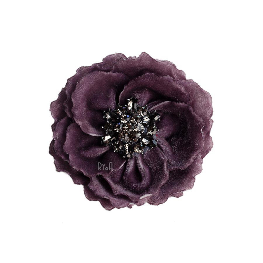Hoa cài áo ruy băng nhung đính đá RYA 742324