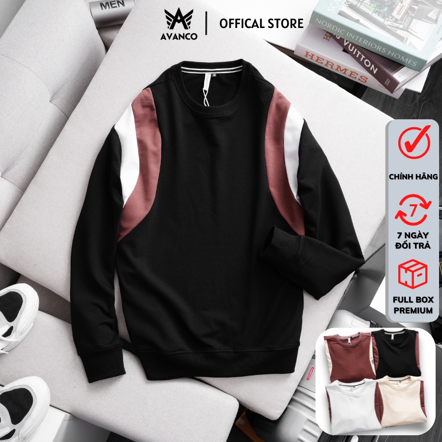 Áo sweater nỉ dài tay nam đẹp, phối màu độc đáo, form vừa mặc cực phong cách - AVANCO