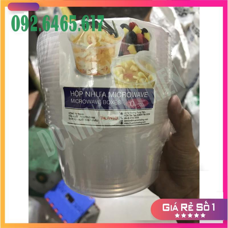 [FREESHIP] Set 10 Hộp Nhựa Tròn 500ML Microware Thuận Lợi (10 Hộp Kèm Nắp)  - NHẬT ANH