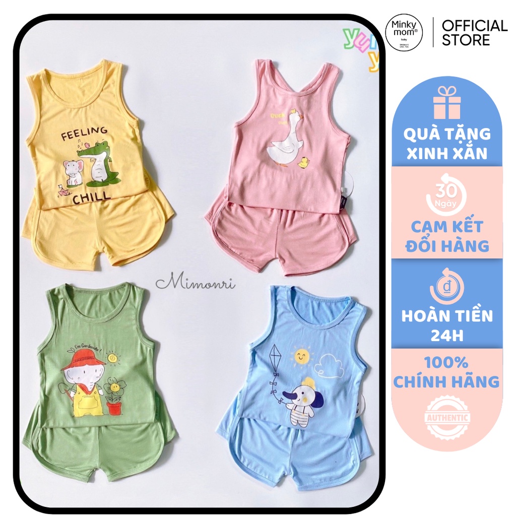 [SALE] Bộ Ba Lỗ Cho Bé Trai, Bé Gái KIMCHIBABY Vải Thun Lạnh Hoạ Tiết Vịt Hồng, Đồ Bộ Cho Bé Mặc Nhà KW2210