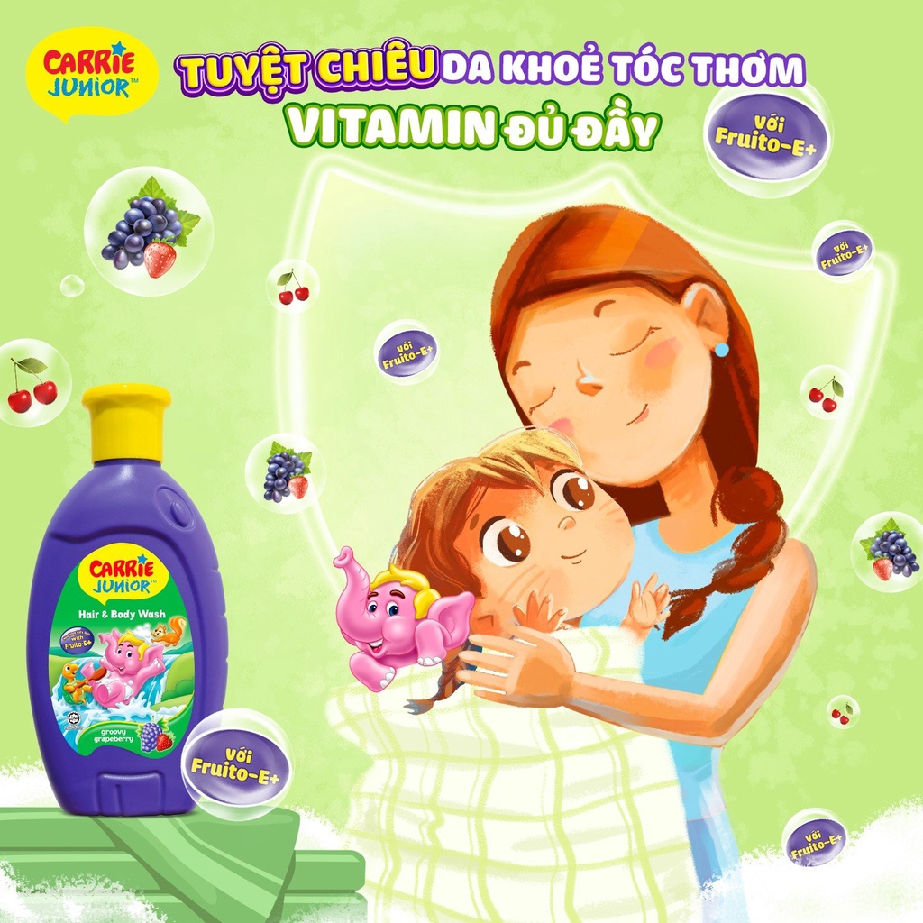 sữa tắm gội trẻ em carrie junior chai 280g