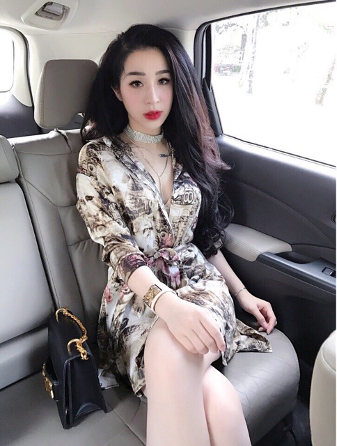 Set mẹ và bé sơ mi lụa 3D