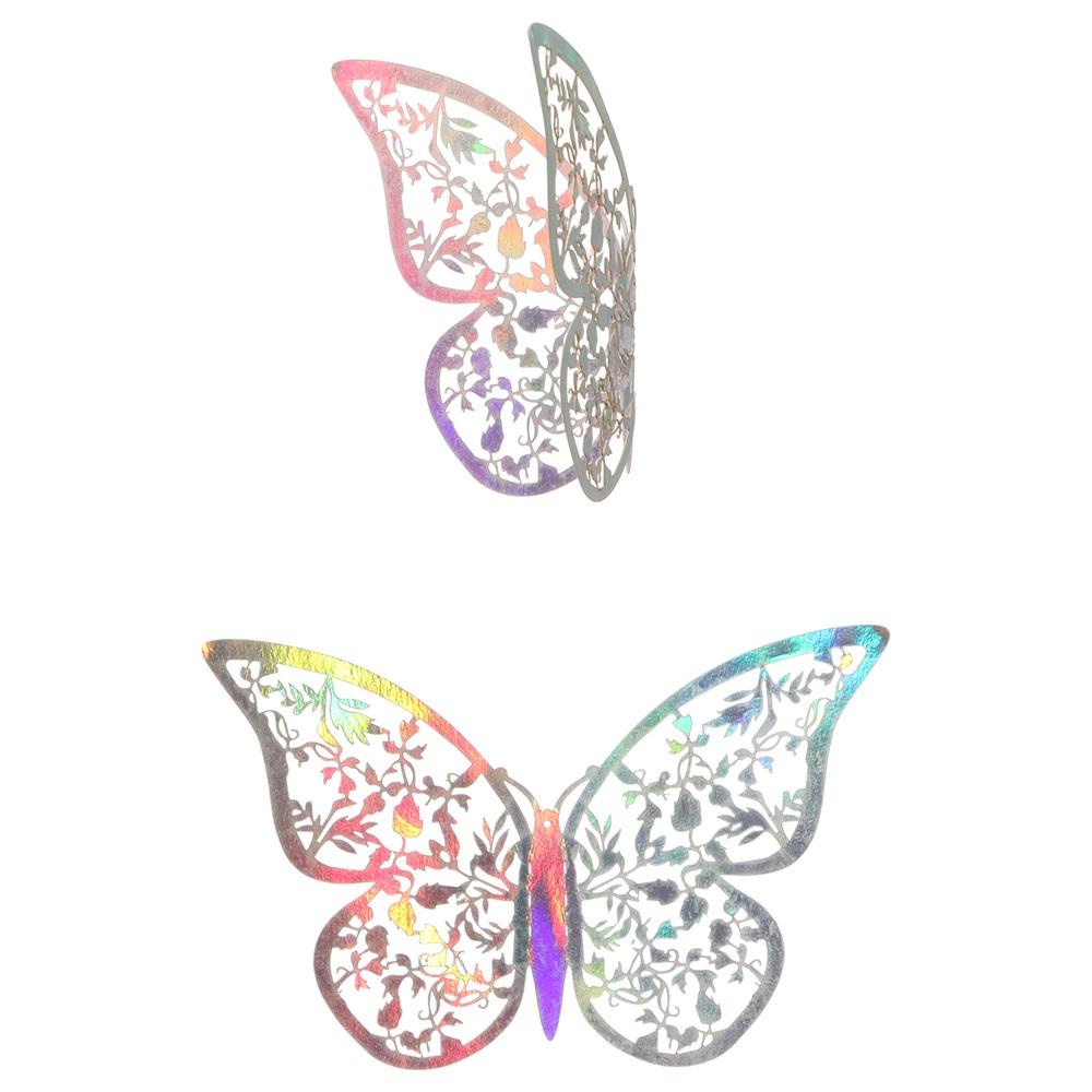 Set 12 Sticker Hình Bướm 3D Bằng Kim Loại Nhiều Màu Sắc Trang Trí Nhà Cửa