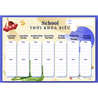 Thời khóa biểu khổ A5 - A4 Decal tự dính (Bóc ra dán dễ dàng)