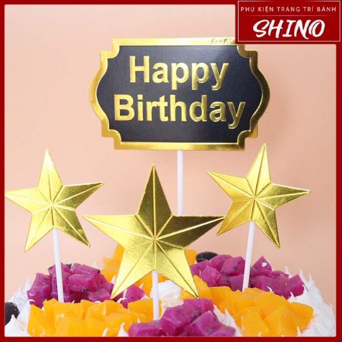Bộ Bảng HPBD Và ngôi Sao Trang Trí Bánh Kem