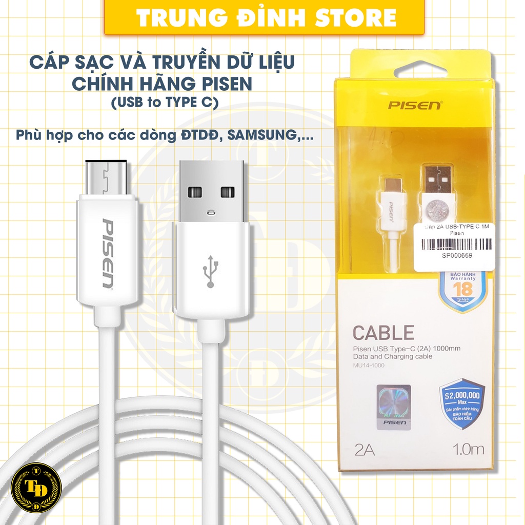 Cáp Sạc Và Truyền Dữ Liệu USB To Type C (2A) 1000mm Dành Cho Điện Thoại Samsung