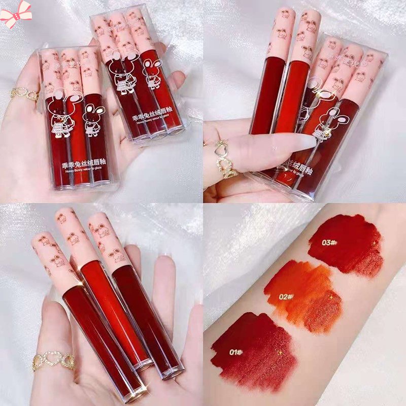 Bộ 3 Son Kem Màu Nhung Lì Dưỡng Ẩm Không Dính Cốc