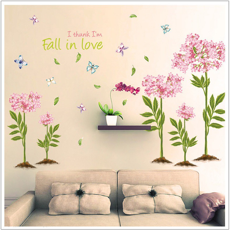 Decal dán tường Hoa mùa xuân lãng mạn dán phòng cưới phòng ngủ AmyShop DH096 ( 92 x 130 cm)