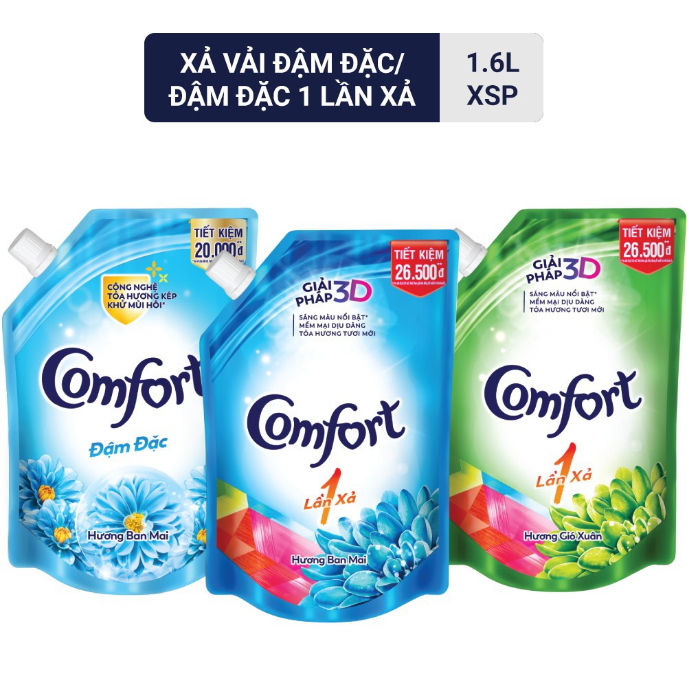 Nước xả vải Comfort đậm đặc 1.6L/1.8L (Túi)