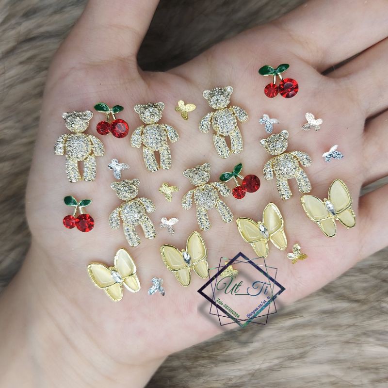 Charm bướm đá nail- bướm đá mắt mèo lớn mã 33